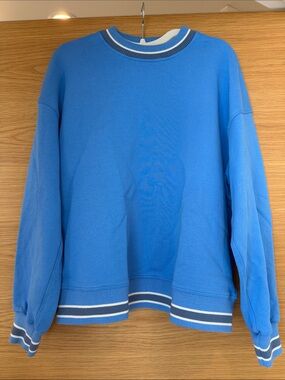lululemon athletica Blue Striped Ribbed-Cuff Sweatshirt